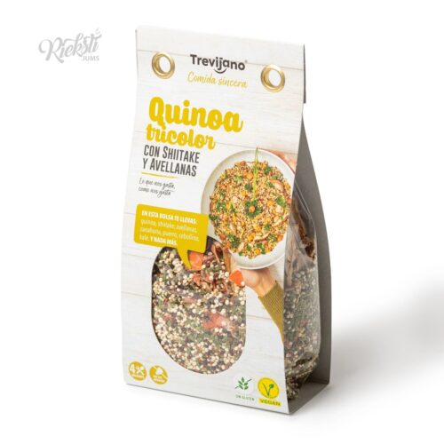 TREVIJANO trīskrāsu kvinojas ar šitaki sēnēm un lazdu riekstu maisījums, 250 g
