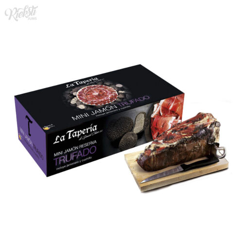 “LA TAPERIA” vītināts mini cūkgaļas šķiņķis “Jamon Reserva” ar trifelēm, nazi un dēlīti, 950 g