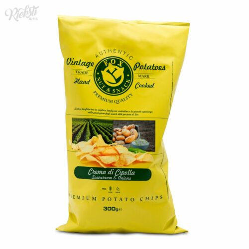 “FOX” kartupeļu čipsi ar skābo krējumu un sīpoliem, 300 g