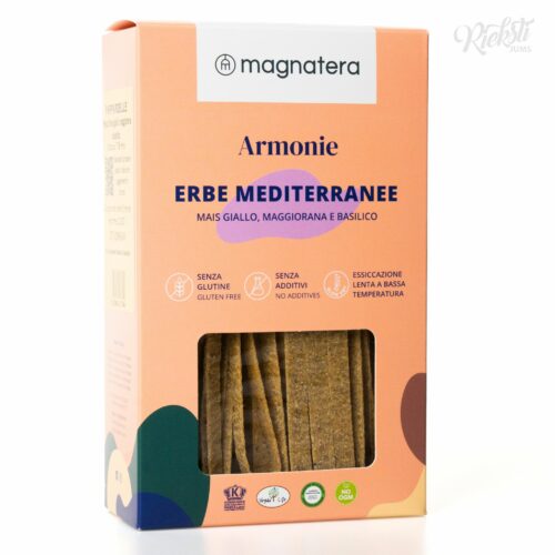 “MAGNATERA” dzelteno kukurūzu makaroni ar maironi un baziliku, 250 g