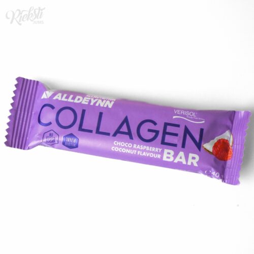 Batoniņš “ALLNUTRITION ALLDEYNN” ar kolagēnu, kokosriekstu skaidiņām un avenēm, 40 g