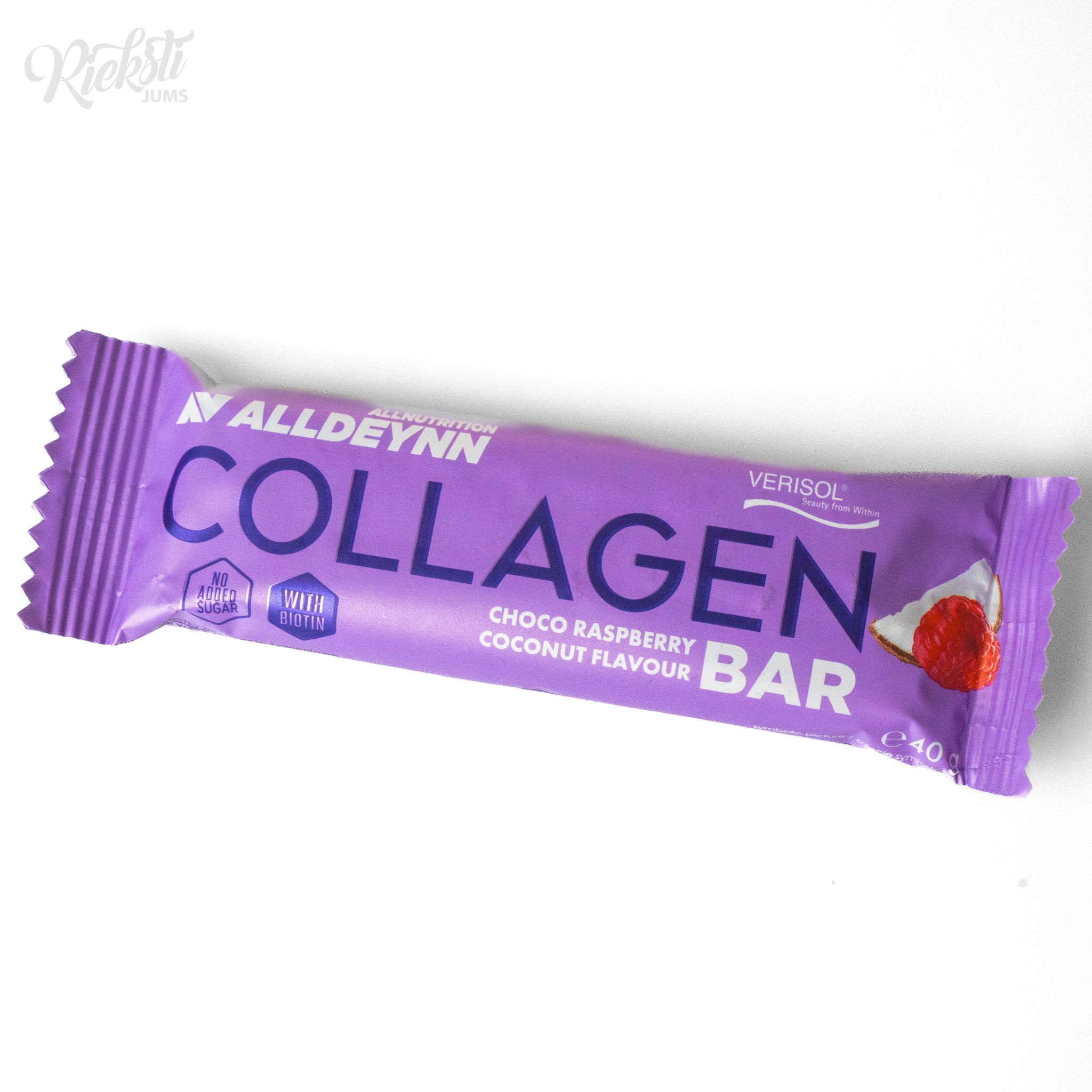 Batoniņš "ALLNUTRITION ALLDEYNN" ar kolagēnu, kokosriekstu skaidiņām un avenēm, 40 g