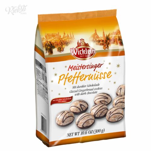 “Wicklein” piparkūkas ar cukura glazūru, dekorētas ar tumšo šokolādi, 300 g