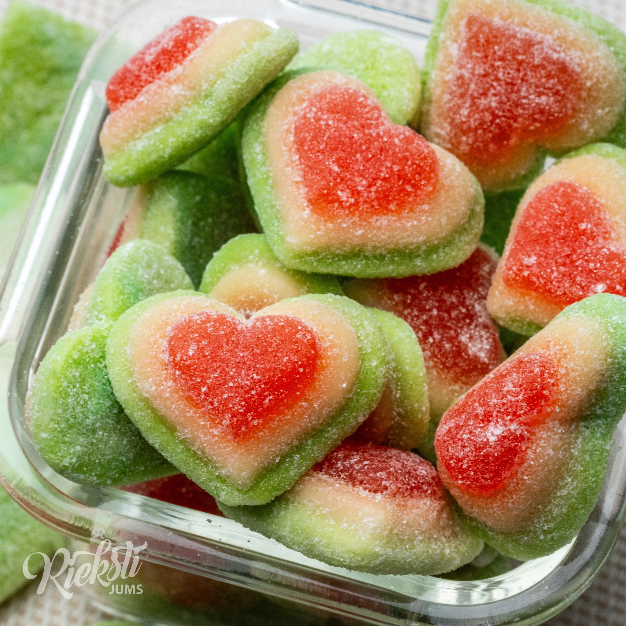 Želejas konfektes "Cukurotās trīs krāsu itāļu sirsniņas", 1 kg