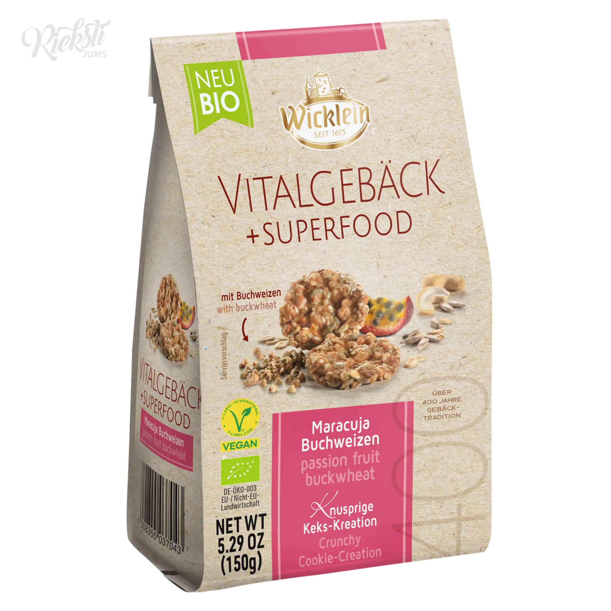 "Wicklein" auzu cepumi ar saulespuķu sēklām ar pasifloras garšu, 150 g