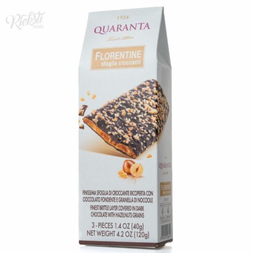 “QUARANTA” krokāna batoniņi ar lazdu riekstiem, pārklāti ar tumšo šokolādi, 120 g